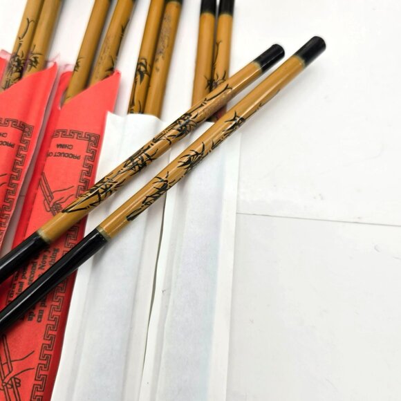 Set Of 5 Bamboo Chopsticks With Wooden Rest Holder je180 - Picture 5 of 10